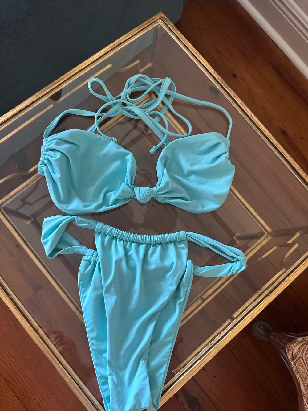 Aqua Blue Knot Bikini Set